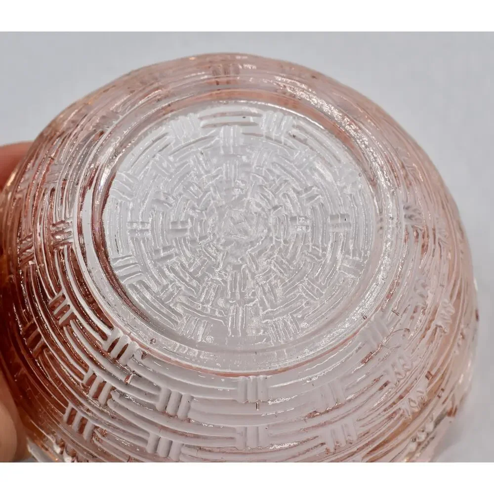 Vintage Hsinchu AA Imports Nesting Bird Pink Depression Glass Covered Bowl Dish